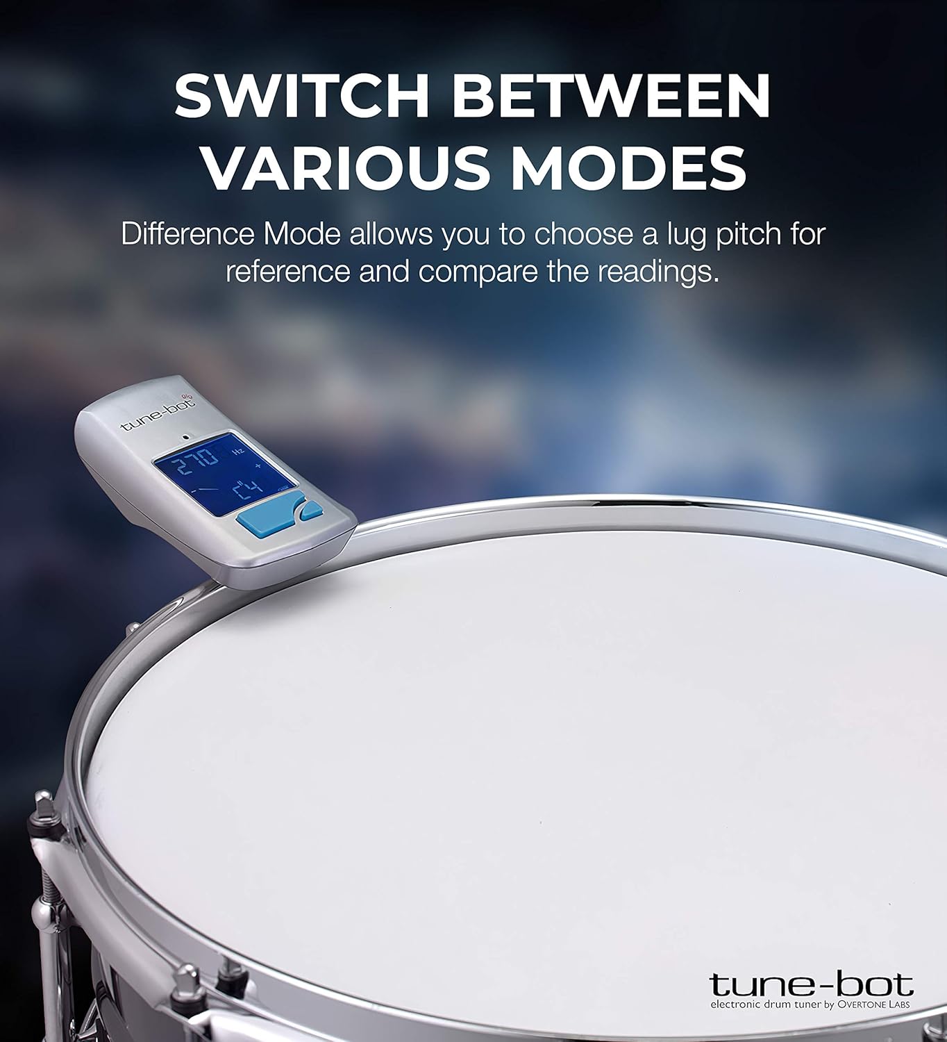 Gig Clip-On Digital Drum Tuner with Backlit LCD Display for Acoustic Drums