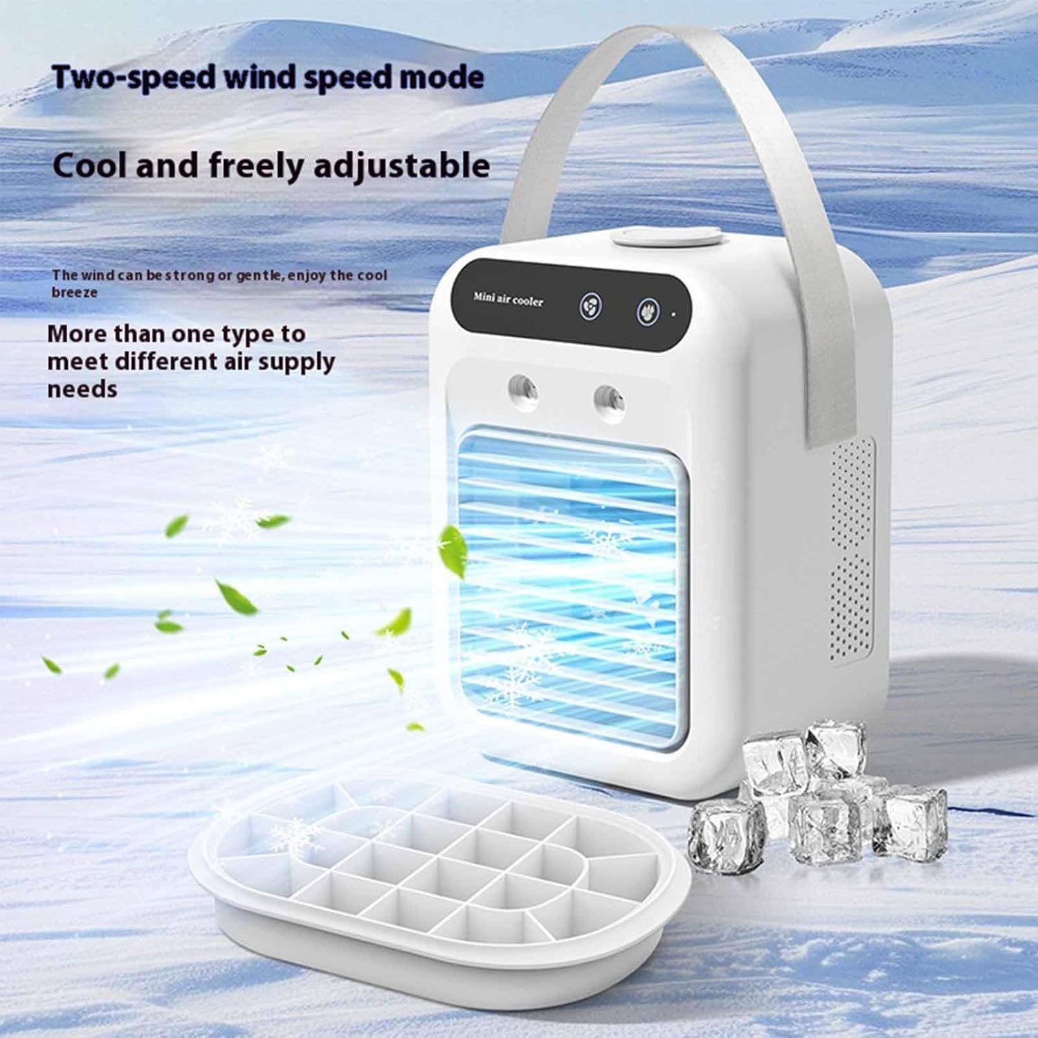 1800Mah Rechargeable Air Conditioner, Portable Small Evaporative Air Cooler Two Wind Speed Modes Low Noise for Outdoor, Indoor, Jobsite, Travel