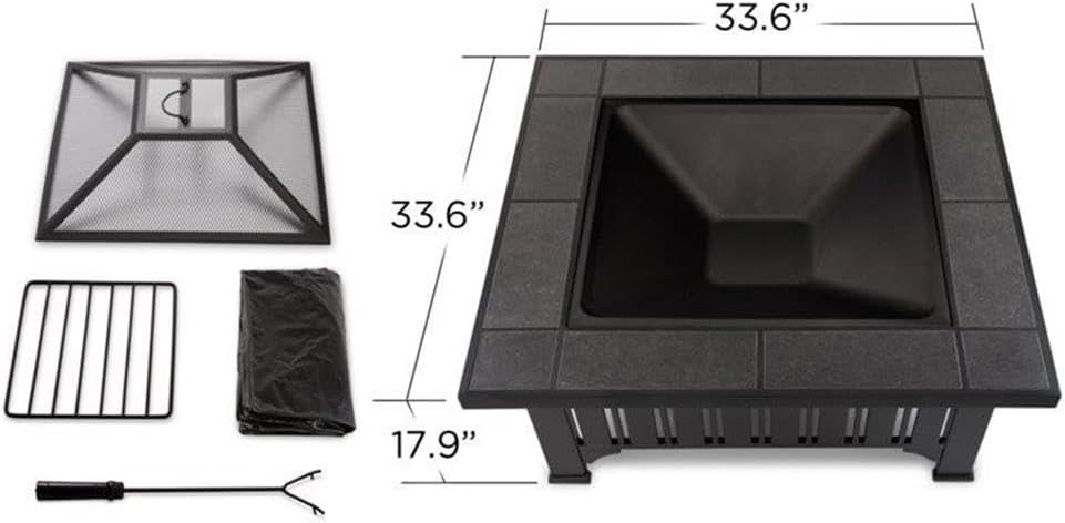 Contemporary Wood Burning Fire Pit in Black Finish