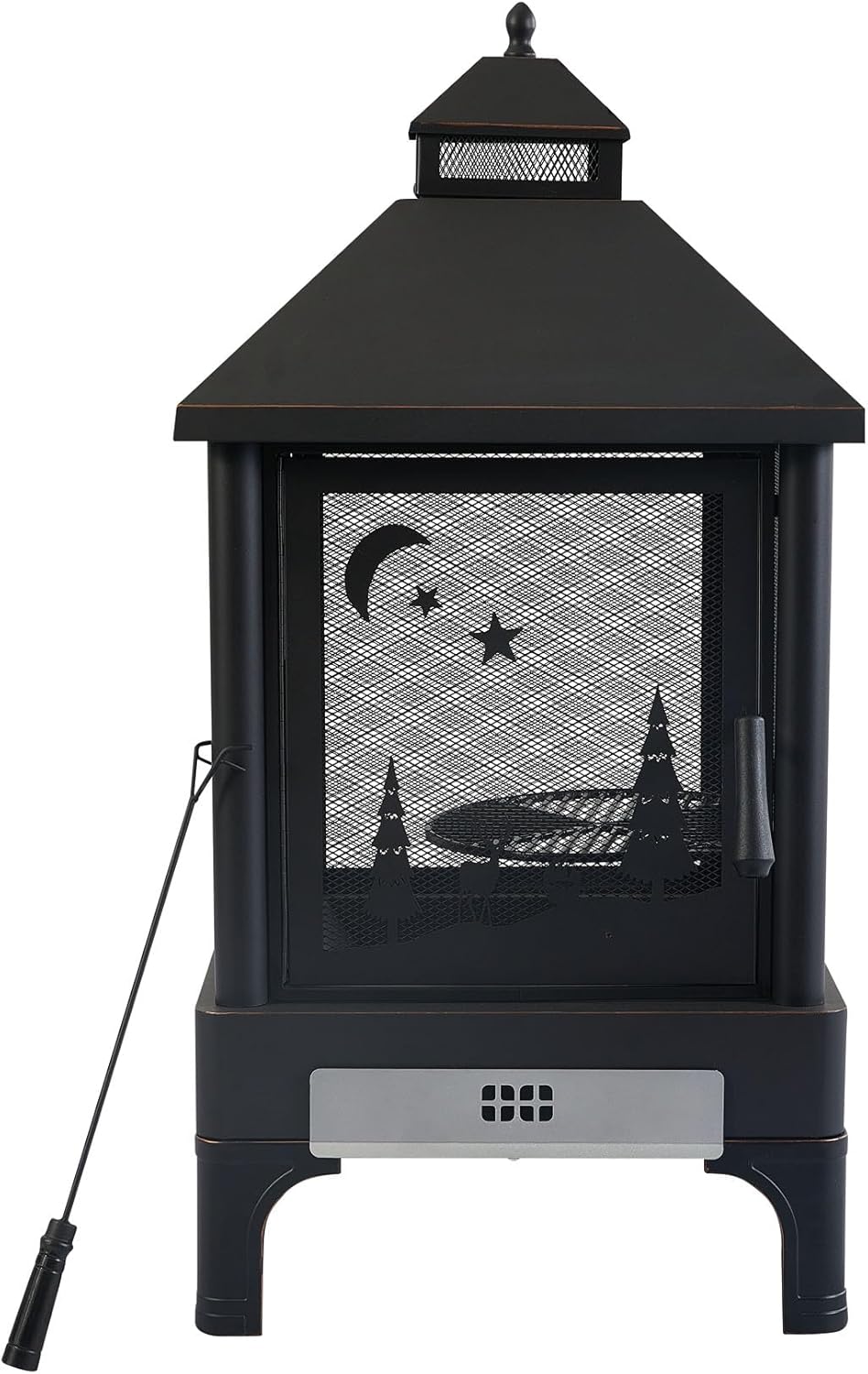 Outdoor Fire Pit Wood Burning for Backyard, Square Firepit with Grill, Large Fire Pits for Outside, Patio Fire Pit with Poker for Warmer Winter, Halloween, Metal, 48 Inch High (Square)