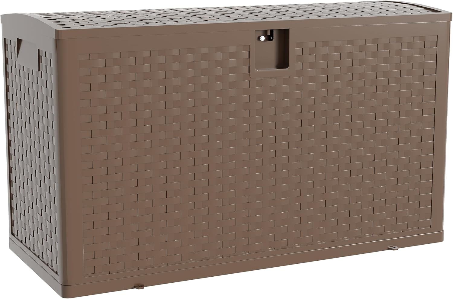 GarveeLife 120 gal Resin Outdoor Storage Box, Waterproof & Lockable Patio Deck Box for Package Delivery, Garden Tools, Furniture Cushions, and Pool Accessories Brown