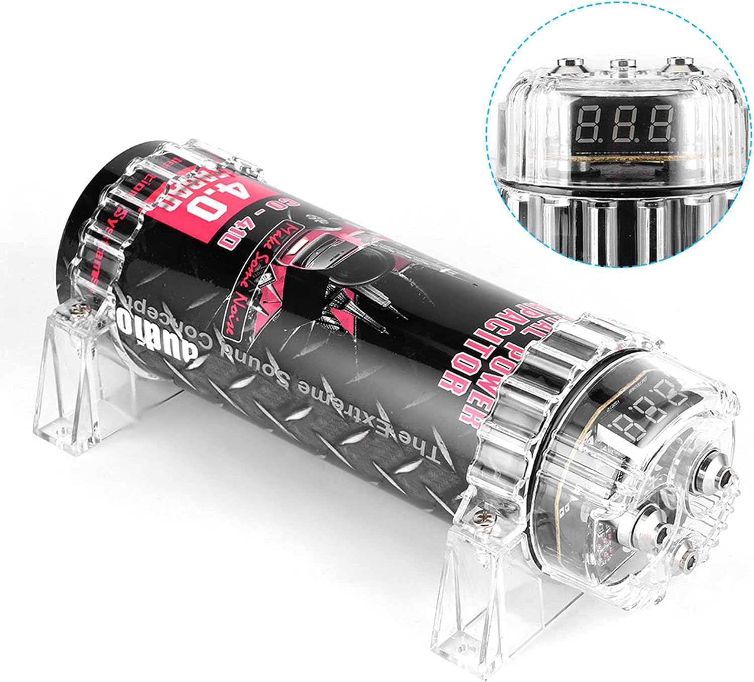 GOTOTOP 4 Power Capacitors for Systems Up to 2000W, with Warning Indicator, 10-16V DC, for Car Audio Amplifiers, for Bass Amplifiers