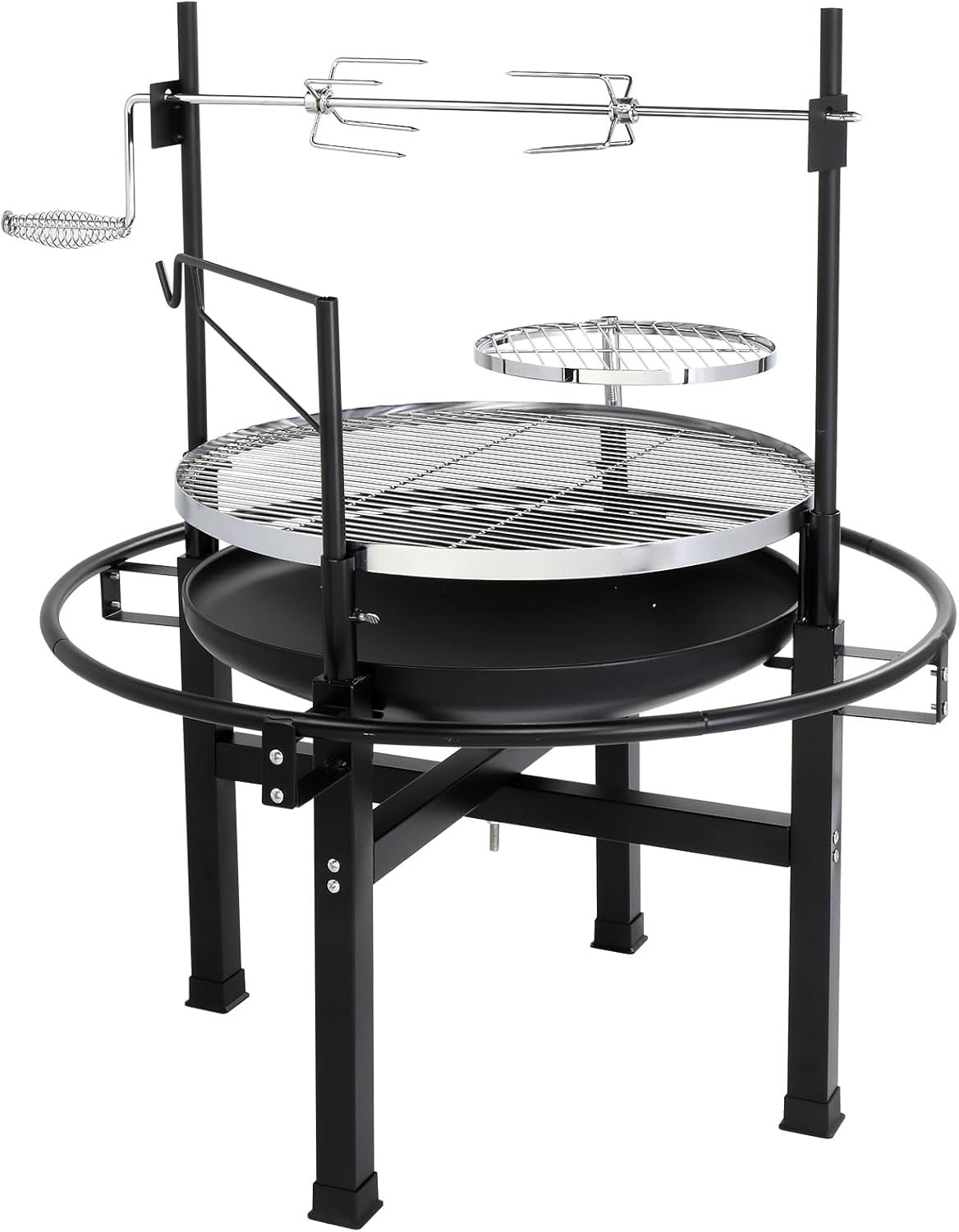 VINGLI 33 Inch Outdoor Fire Pit with 2 Grills, Wood Burning Firepit with Swivel Cooking Grate, Removable Swivel Grill for Backyard Patio Outside Picnic BBQ