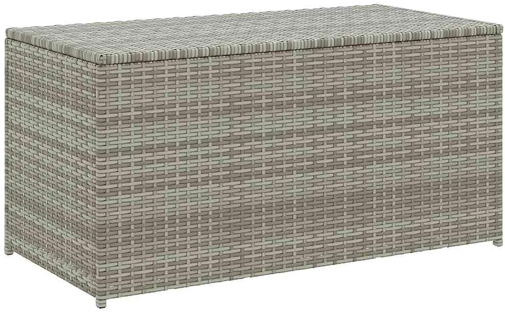 vidaXL Outdoor Patio Storage Box - Gray, Durable Poly Rattan & Powder-Coated Steel Frame, Spacious, Moisture-Proof Liner, Easy-to-Clean - Size: 39.4