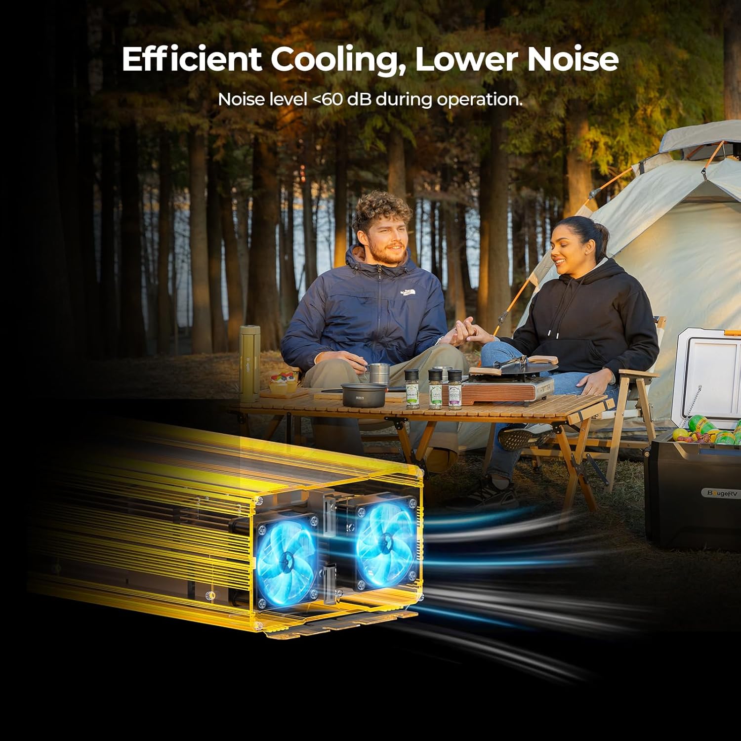 BougeRV 3000W Pure Sine Wave Inverter, Convert 12V DC to 120V/110V AC, Fully 3000W Output, Built-in BT for BougeRV APP, Wired Remote Controller, Off-Grid Solar System, RV, Home Backup Power