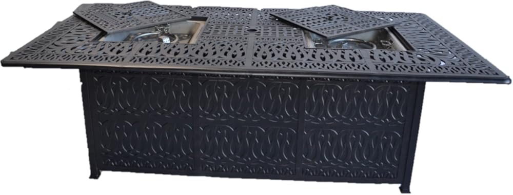 Elizabeth Outdoor Cast Aluminum Powder Coated Double Burner Dining Table - Antique Bronze