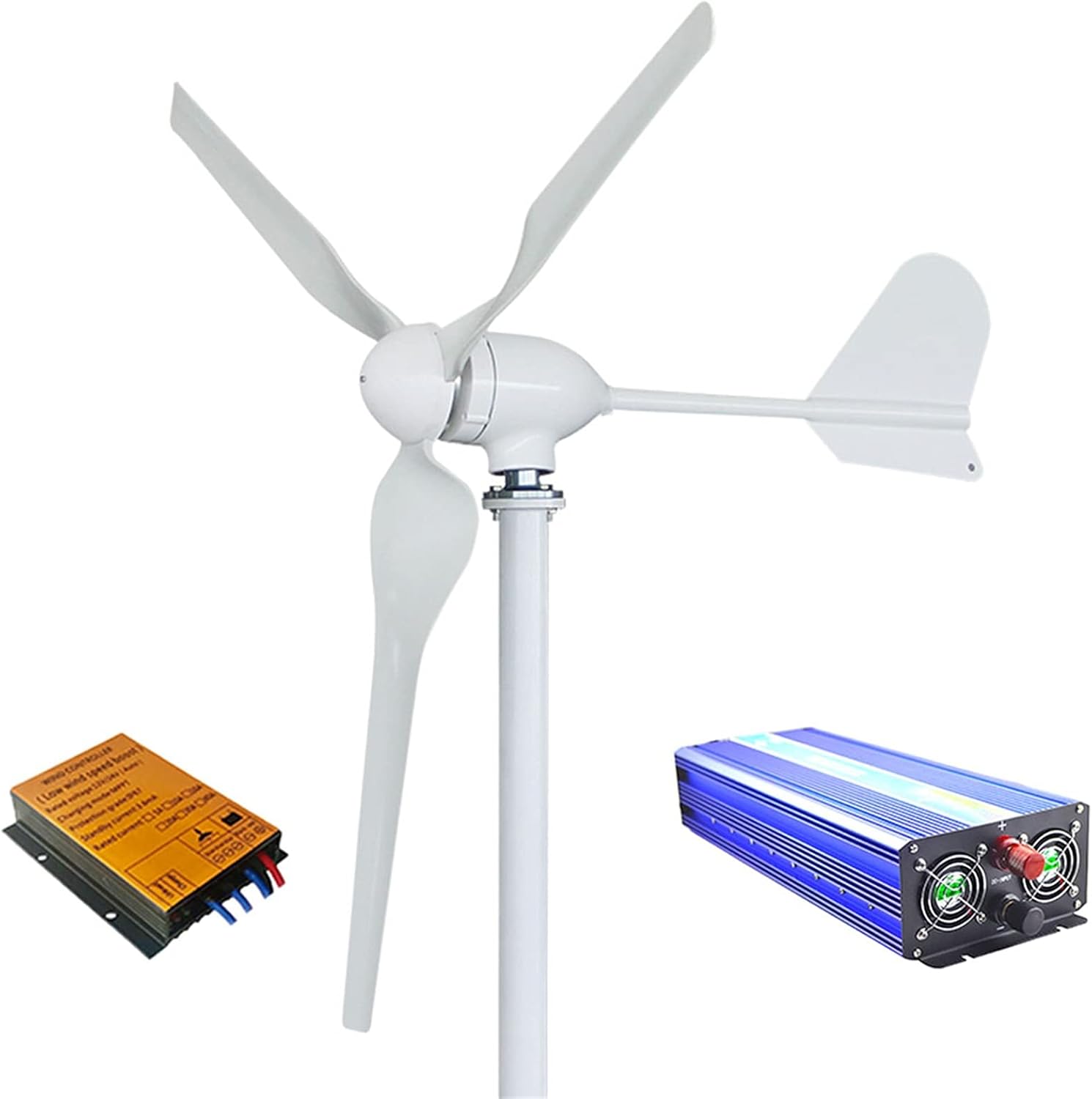 1000w 1500w 2000w Wind Power Turbine Generator 12v 24v 48v 96v with Controller Inverter Free Energy for Homeuse High Efficiency Outdoor Power Tools (Color : Off Grid System 1 Voltage : 48V)