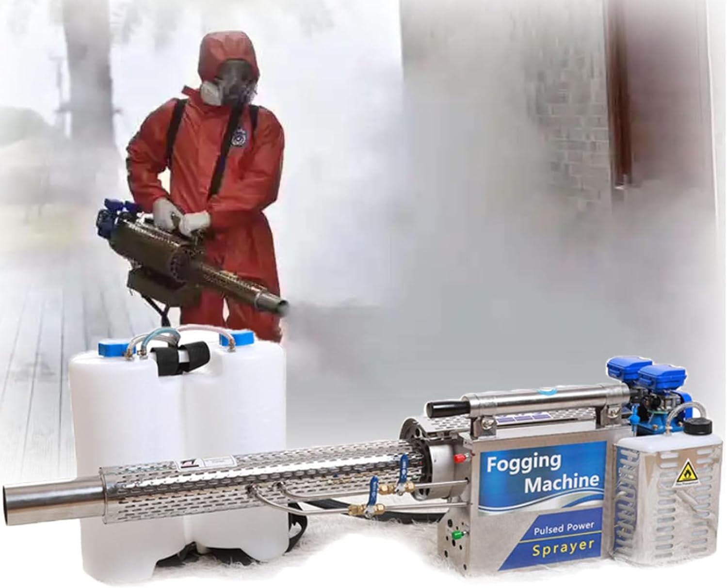 15L Portable Pulse-Jet Thermal Fogger Machine,360° Farmland and Orchards Sprayer Nebulizer,for Indoor and Outdoor Disinfection Silver