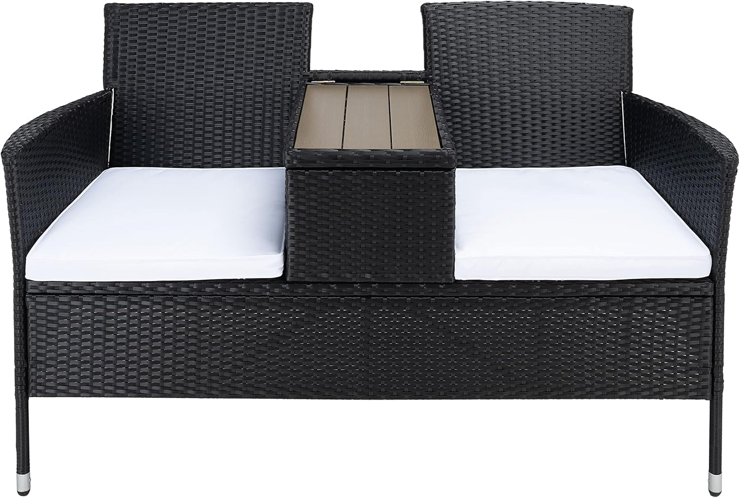 Safavieh Outdoor Collection Viora Black Wicker and White Cushion Loveseat