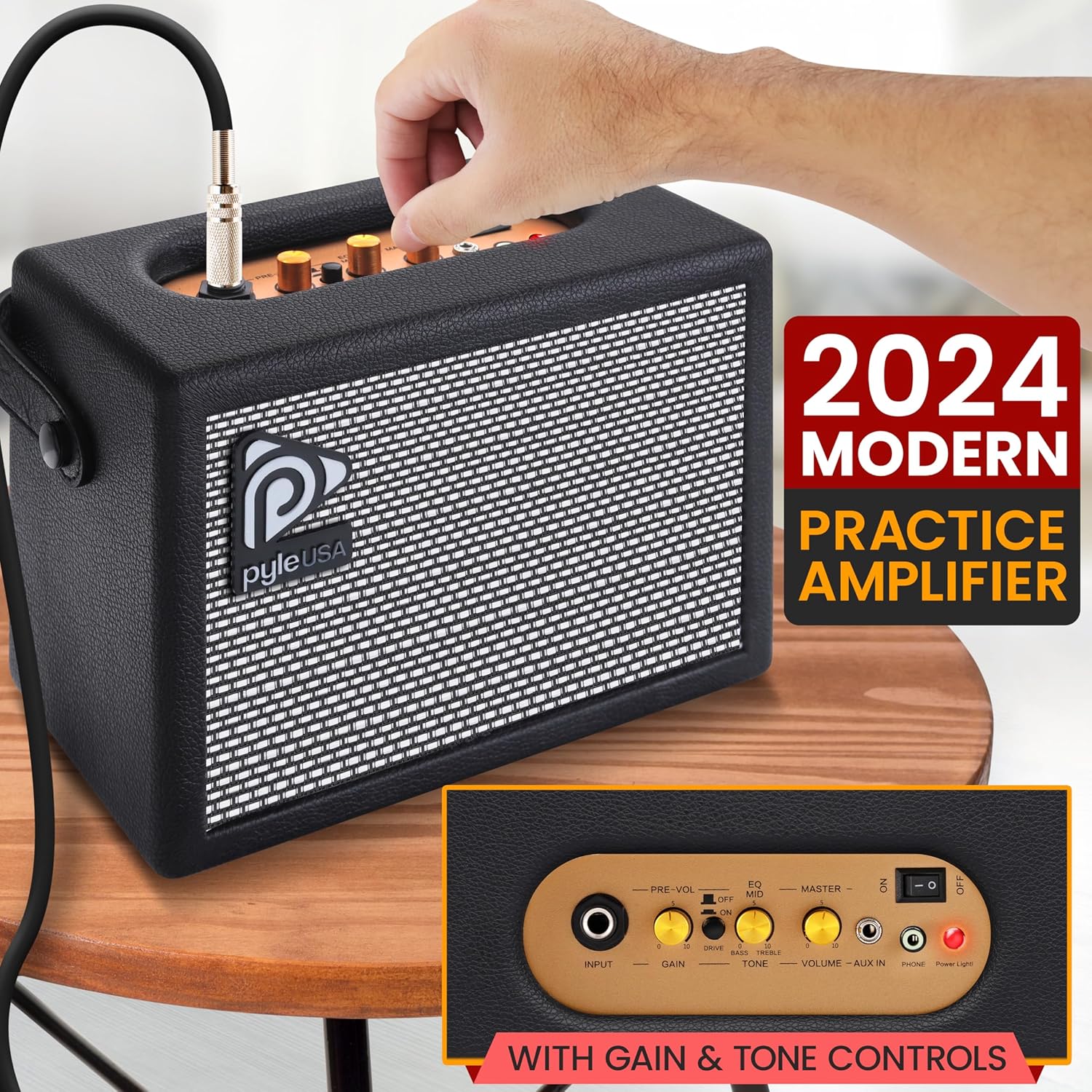 Pyle Heavy Metal EG Fire Electric Guitar Axe w/ Amplifier Kit, Full Size Instrument w/ Practice Amp & Accessories, Metal Axe, Black