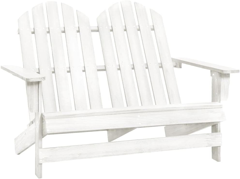 2-Seater Patio Adirondack Chair Solid Wood Fir White,Comfortable Outdoor Adirondack Chair for Garden or Patio Made from Solid Fir Wood Outdoor Furniture, Outdoor Chairs