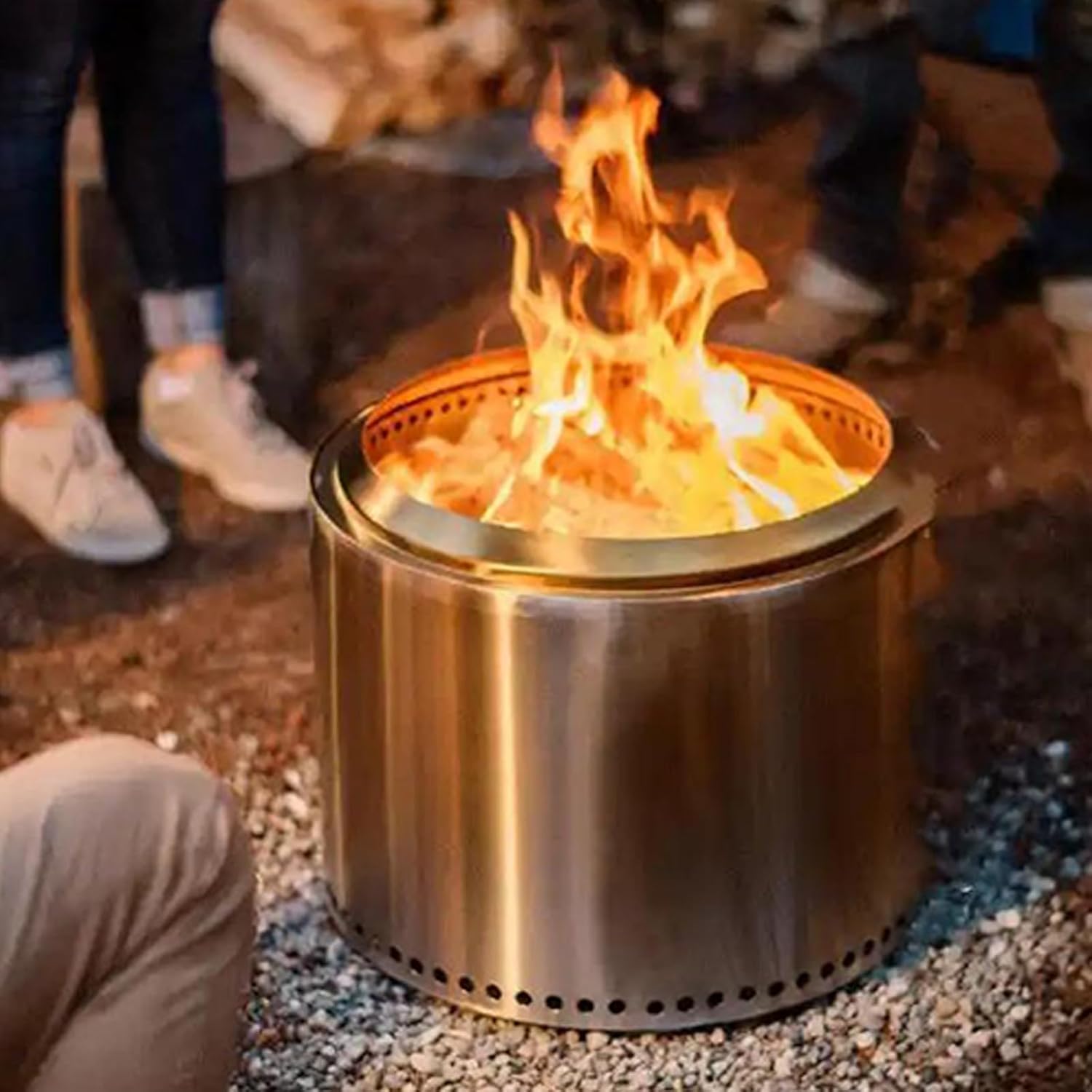 Smokeless Fire Pit with Removable Outdoor Wood Burning Fireplace for Backyard Camping Stainless Steel(32.8cm*30cm)