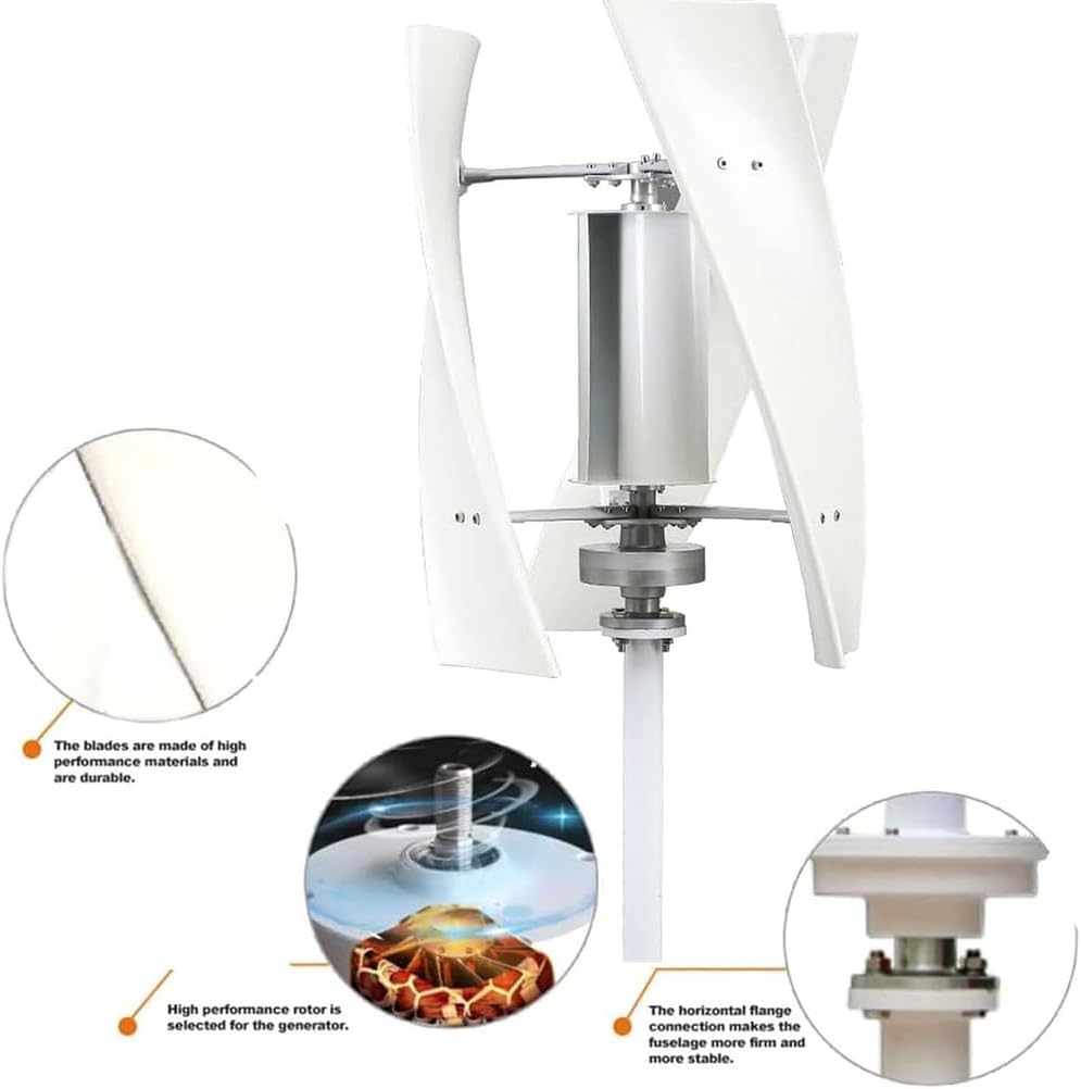 5000W Noiseless 3 Blades Wind Turbine Generator Kit, W/Controller, 12V 24V 48V 220V Portable Compact Wind Turbine for Boats, Camping & Off-Grid Energy,220v