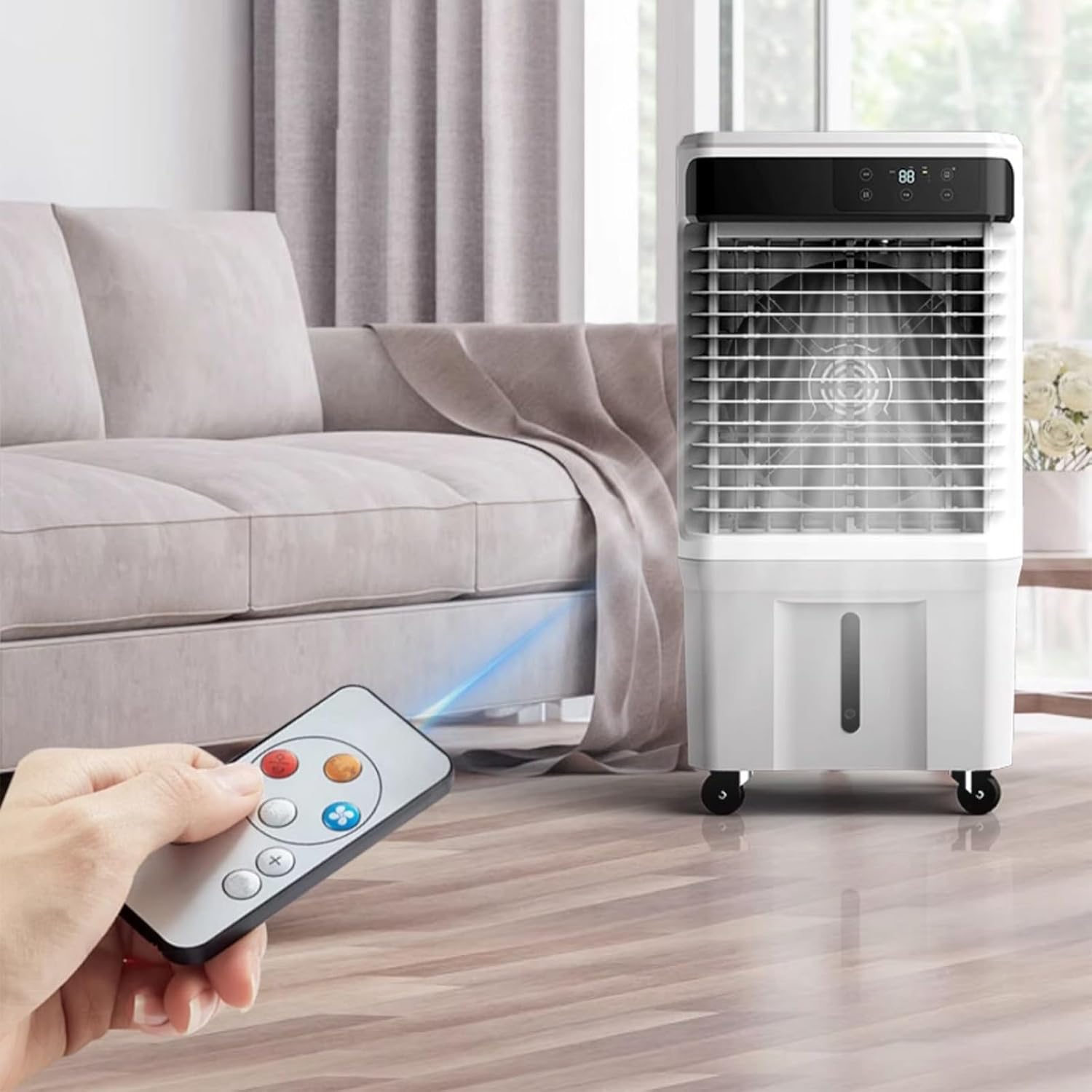 Portable Air Conditioners, Evaporative Air Cooler with Remote and Tank, 3 Wind Speeds Swamp Cooler Fan for Room Office Camping