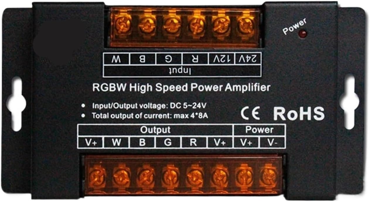 DC5-24V RGBW Power Amplifier 8A*4 Channel LED Light Strip Signal Synchronization Repeater Controller