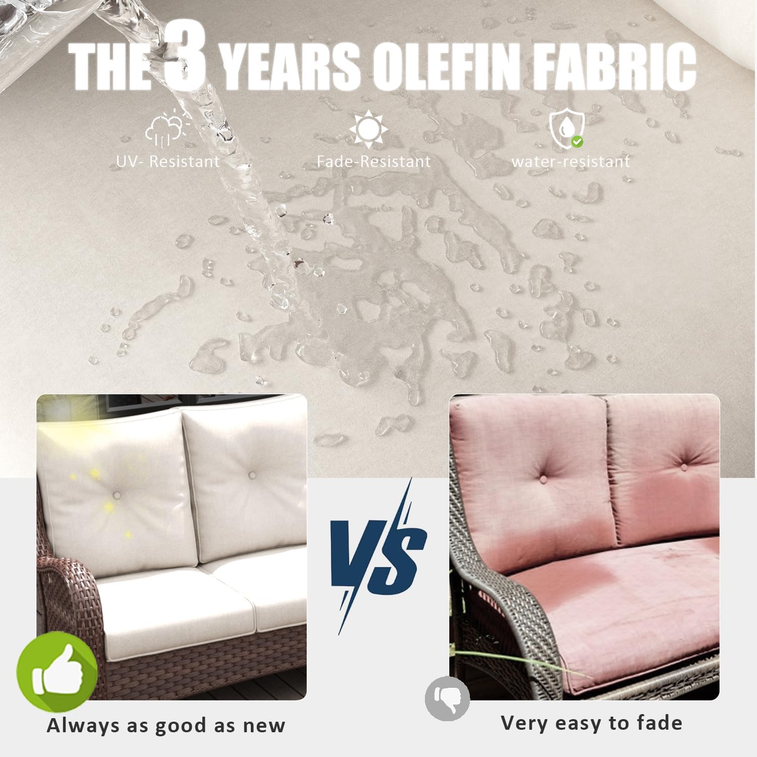 LayinSun 8 Pieces Outdoor Patio Furniture Set with Fire Pit Table, Rattan Wicker Sectional Swivel Rocker Chairs Sets with Ottomans, Swivel Glider Chair and Coffee Table