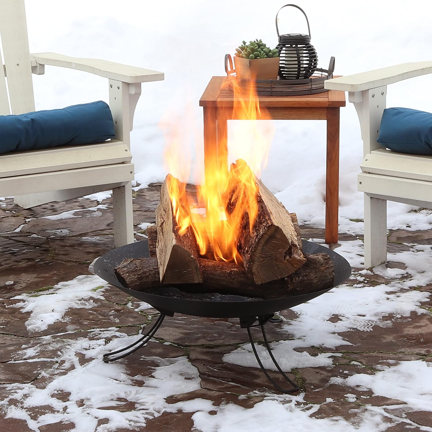 Sunnydaze Portable Folding Fire Pit- Outdoor Classic Ebony 24
