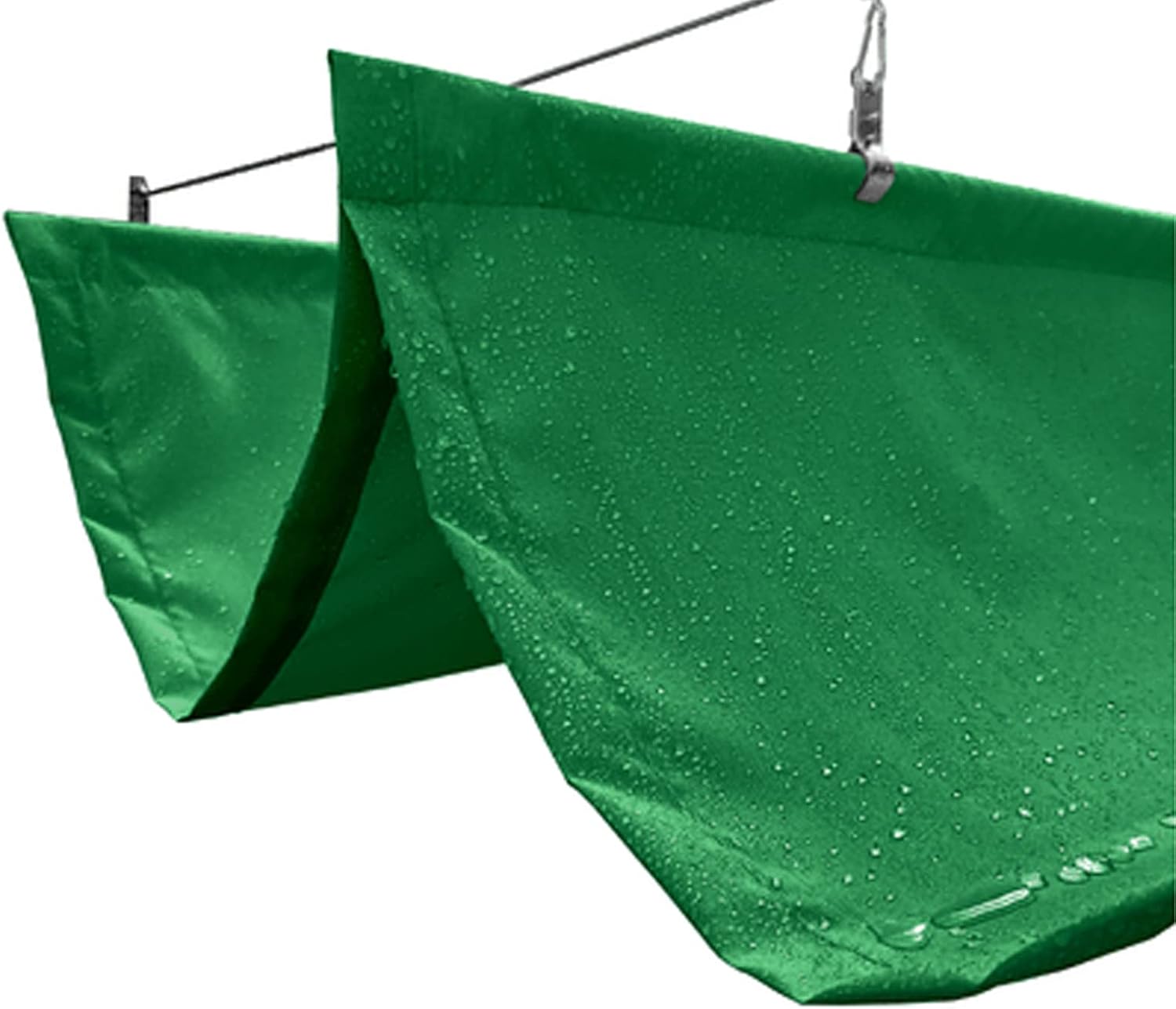 Waterproof Wave Shade Sails,U Shape Wave Sail,90% Anti-UV Wave Sun Shade Net,Retractable Awning,Slide Wire Hung Awning,with Accessories,for Porch Outdoor,Color:Green (1.9x23ft)