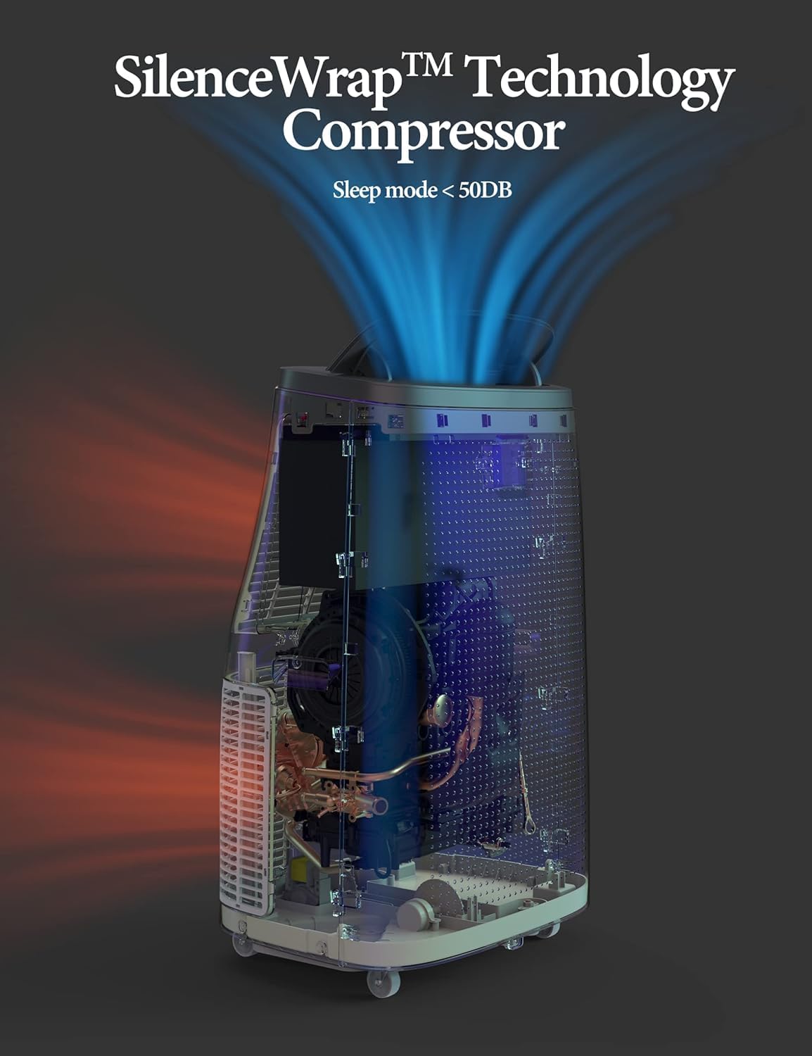 14,000 BTU Portable Air Conditioner, 4-In-1 Vertical AC Unit with Cooling/Dehumidifying/Fan Modes, Remote Control Smart Air Conditioner Cools Up to 750 Sq. Ft. for Large Rooms, Offices, Dark Grey