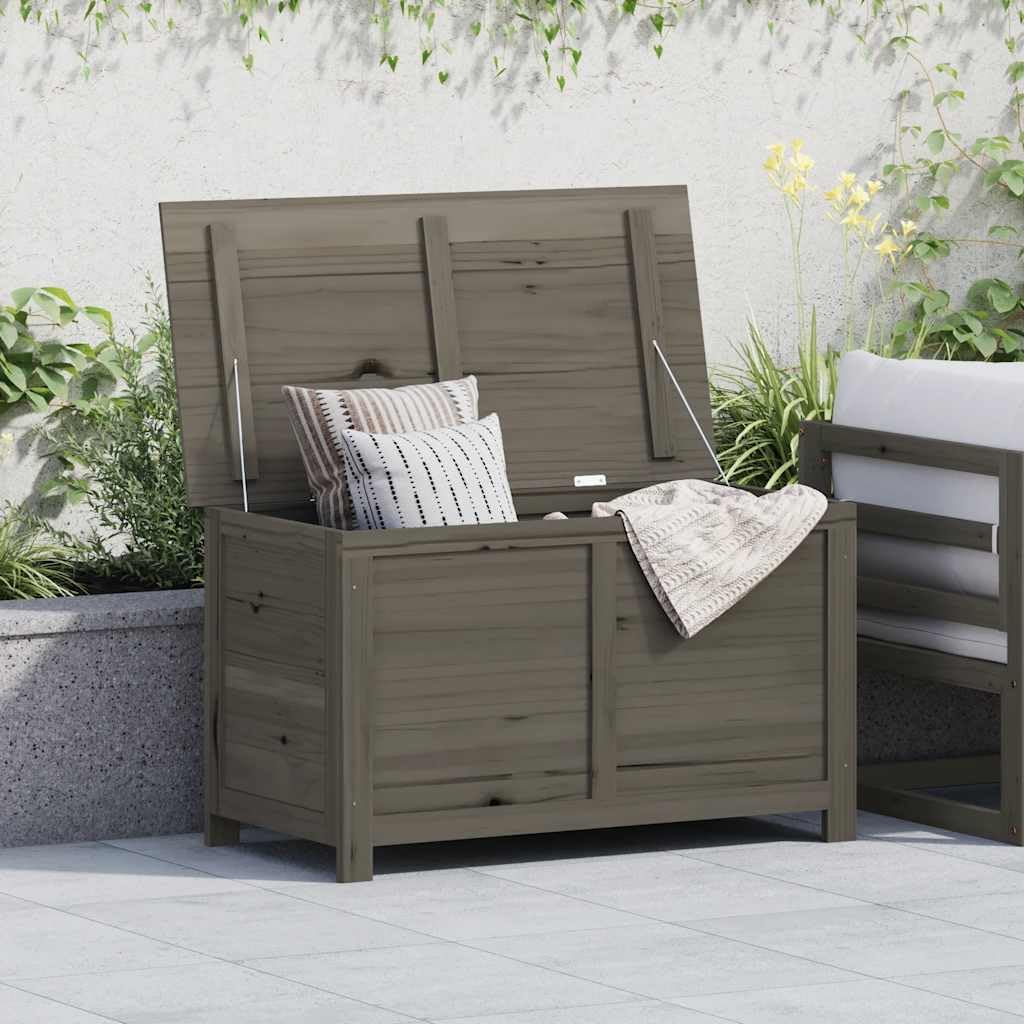 Outdoor Storage Box with Flap Closure, 39.4 x 39.4 x 22 Inches Anthracite Fir Wood Deck Box for Cushions and Patio Essentials