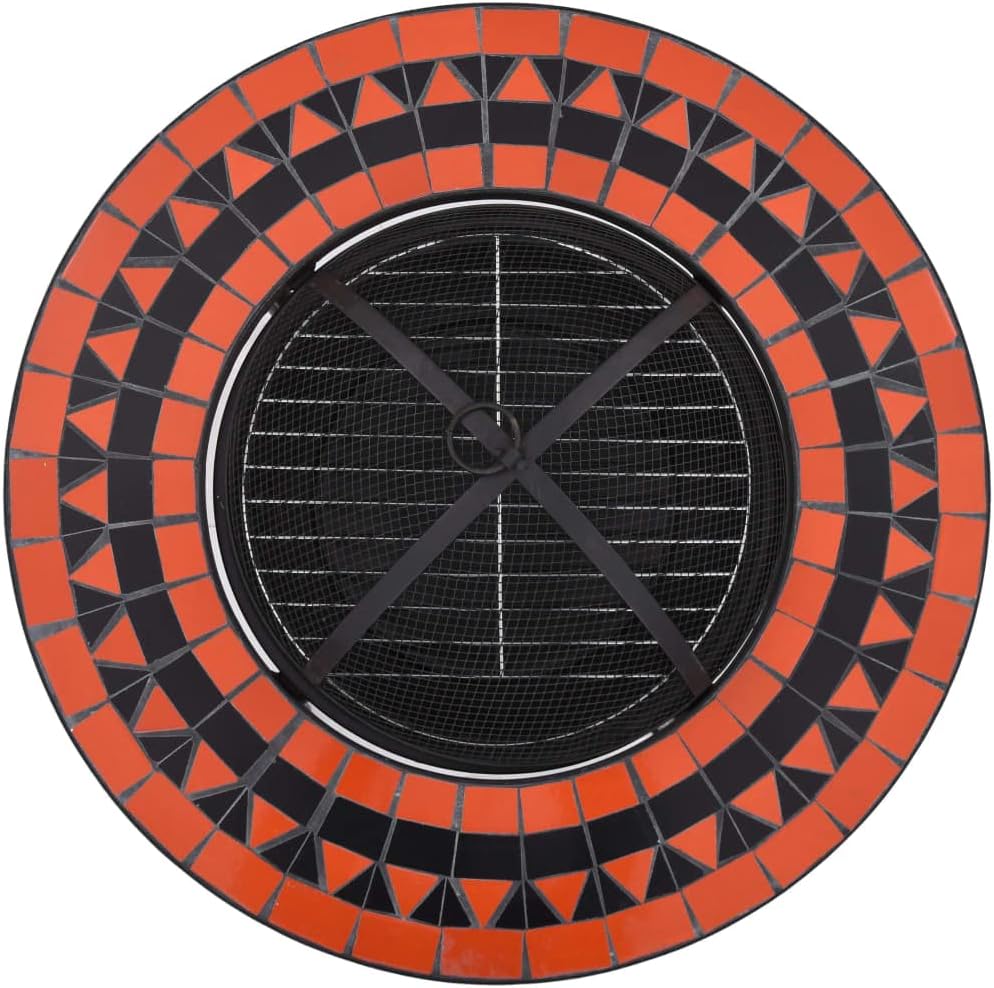 CHARMMA Mosaic Fire Pit Table Terracotta and White 26.8