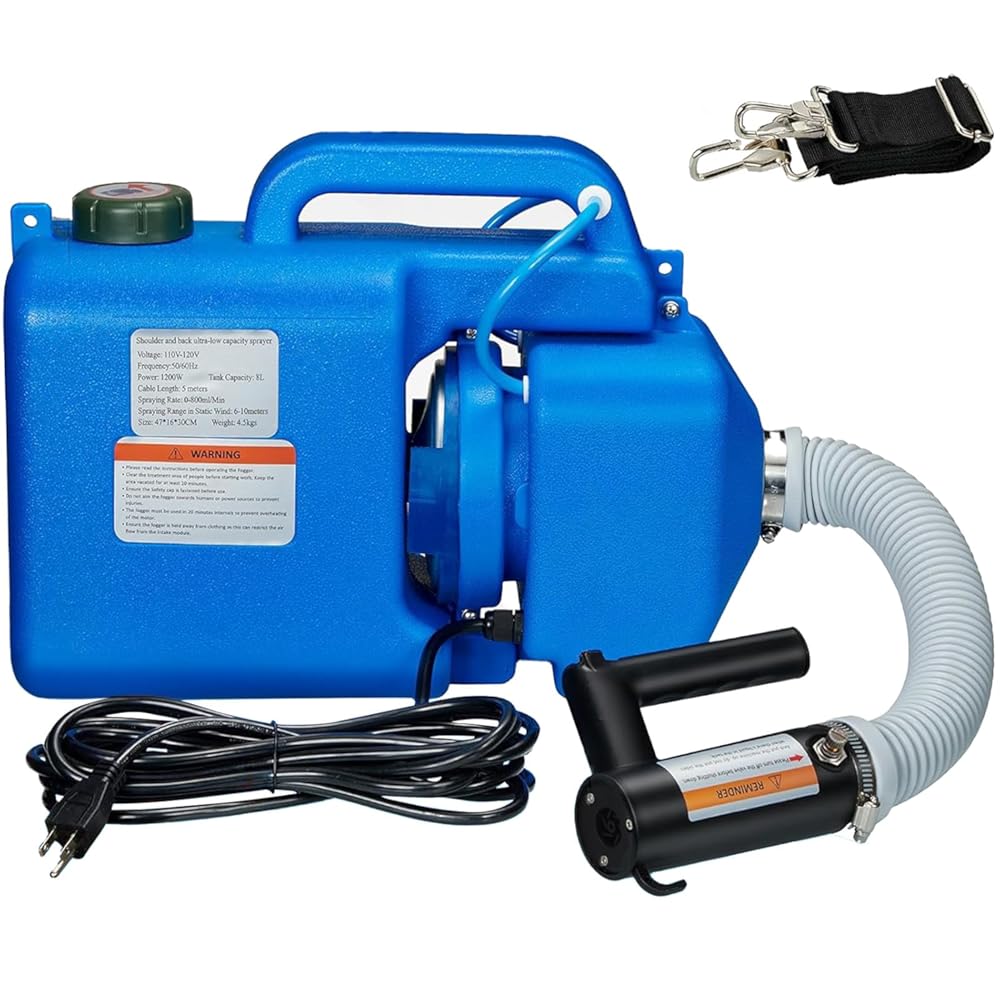 LONYEON 8L Electric ULV Cold Fogger Machine with Backpack Mist Atomizer, Adjustable Flow Rate, Large Area Spraying for Home Indoor Outdoor