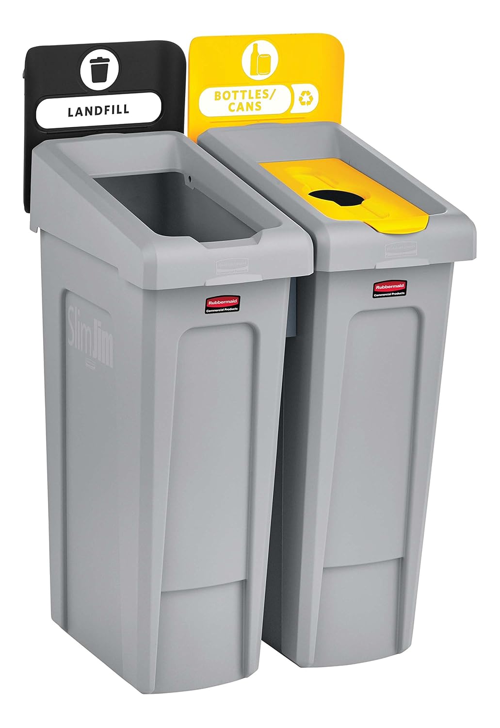 Rubbermaid Commercial Products 2007916 Slim Jim Recycling Station, 2 Stream Landfill/Bottles Cans