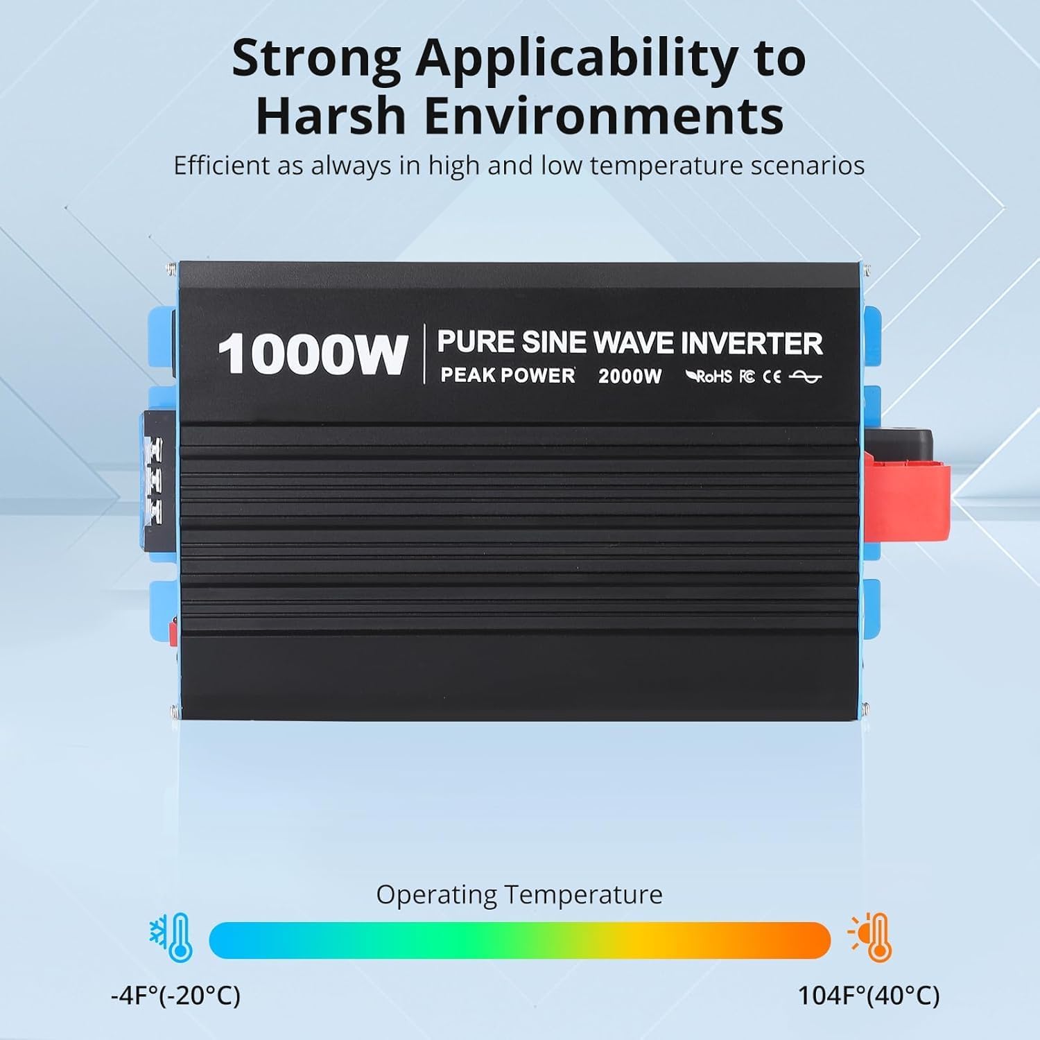 1000W Pure Sine Wave Inverter,1 USB Port 5v/2.1a,LCD Display&Remote Controller for Home, RV, Truck