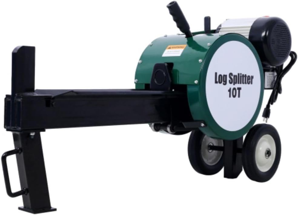 Double Flywheel Electric Log Splitter, One Size, Auto Return 20in 10 Ton Hotizontal 2hp 16a