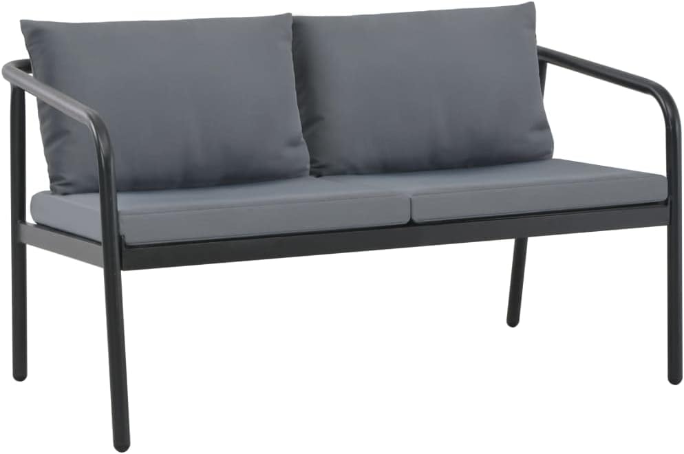 Outdoor Furniture 2 Seater Patio Sofa with Cushions Gray Aluminum