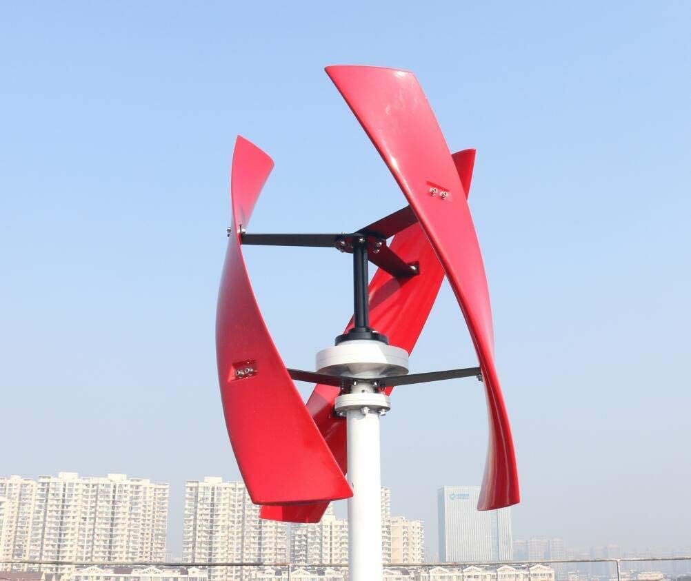 8000W Maglev Generator Wind Turbine Generator Red 3 Blades VAWT Vertical Axis Wind Turbine Kits for Off Grid Home Wind Power Hybrid System