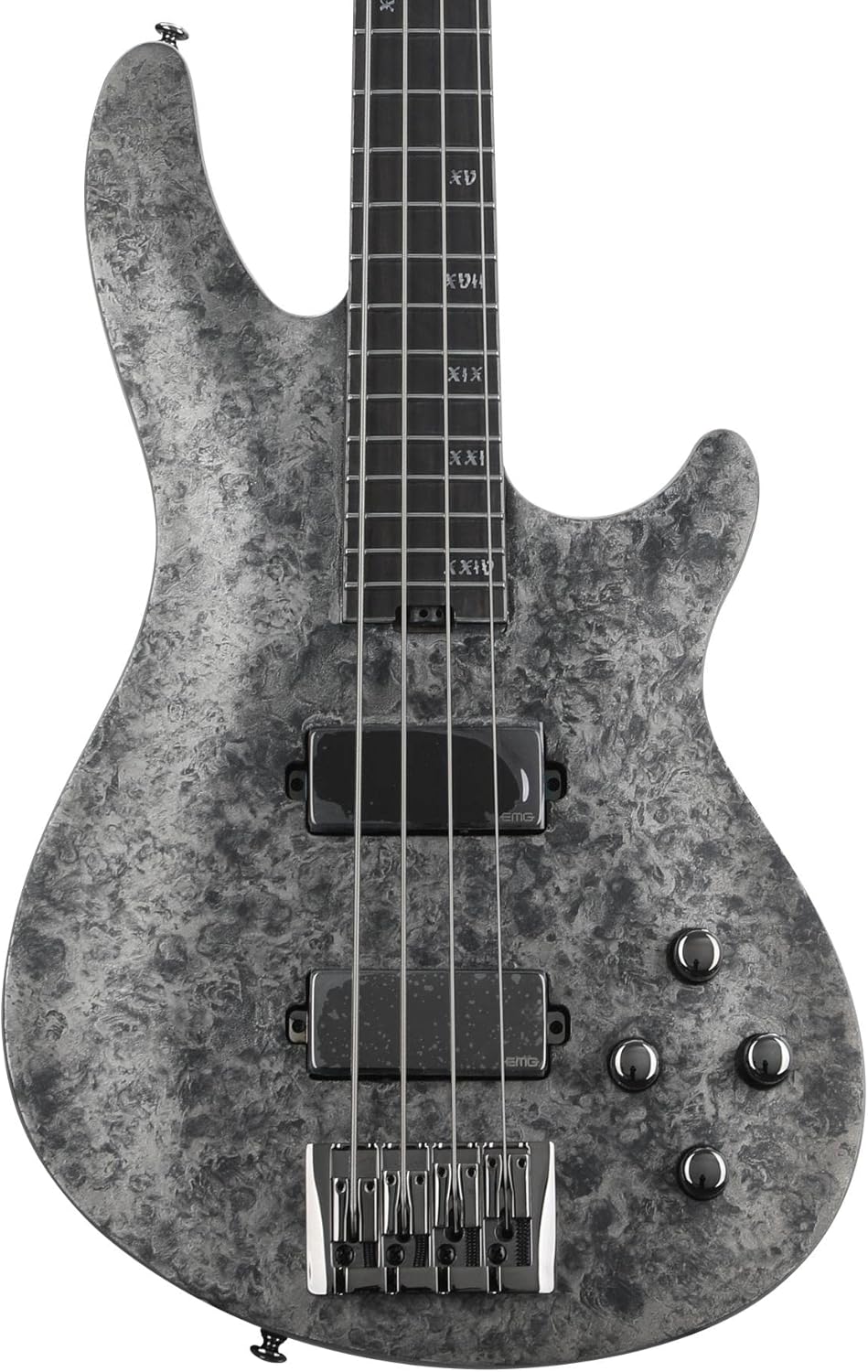 Schecter MVP-C-4 Vincent Price Bass Guitar - Satin Black Reign