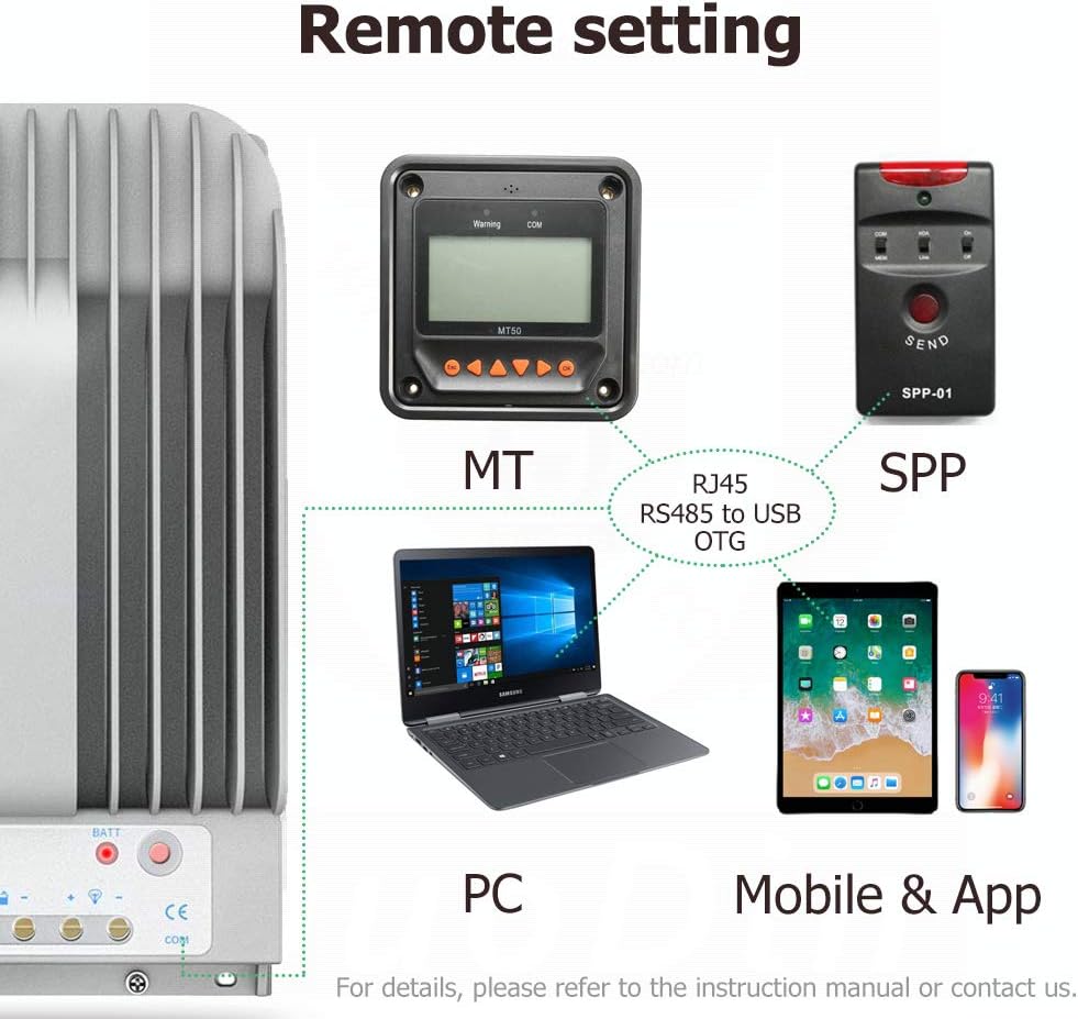 EPEVER Tracer 4215BN 40A MPPT Controller 12V/24V Auto,Max 150V, 520W/1040W Input with LCD Display for Sealed, Gel, Flooded Lead-Acid Battery