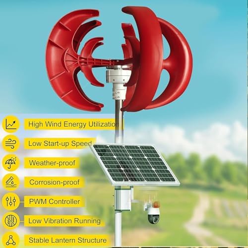 600W Vertical Axis Wind Turbine Generator, No Noise 12V/24V Magnetic Levitation, Eco-Friendly MPPT Controller for Home & Street Lighting Solutions, 12V White