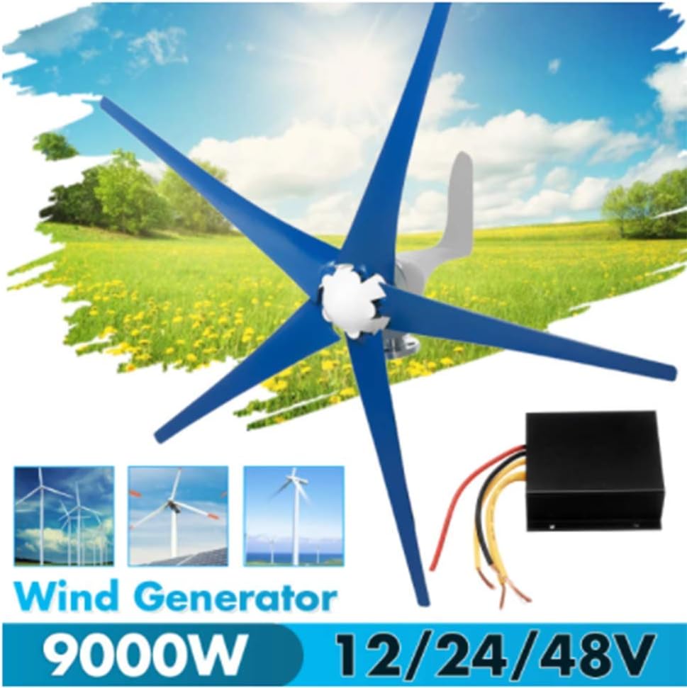 9000W Wind Turbines Generator+ Wind Controller 12V 24V 48V 5 Blades Horizontal Axis Permanent Magnet Generator for Home Street,24v