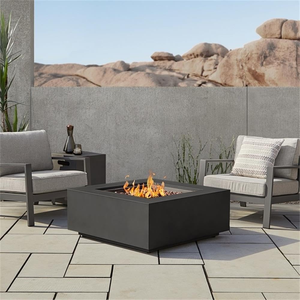 Square Metal Propane Fire Table with Conversion Kit in Black