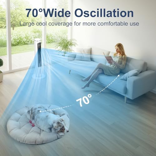 Windowless Portable Air Conditioner Ac Unit with Remote,37” Evaporative Air Cooler,Swamp Cooler for 4 Modes, 12H Timer, Removable Water Tank,Ice Packs,CoolingTower Fan for Bedroom,Outdoor,Indoor White