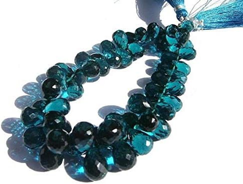 13 inch natural beads strand of 8x6-11x8mm faceted drop blue quartz gemstone briolletes beads for DIY jewelry - necklace, bracelet, earring, ring.