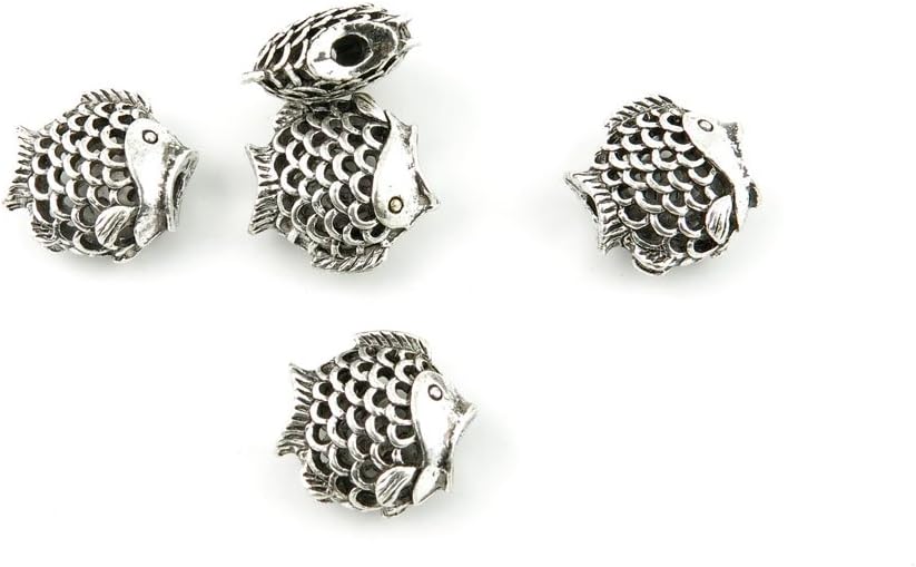 150 Pieces Antique Silver Tone Jewelry Making Charms Findings Fashion Wholesale Supplies Pendant Lots Bulk Supply M3YY8L Hollow Fish Loose Beads