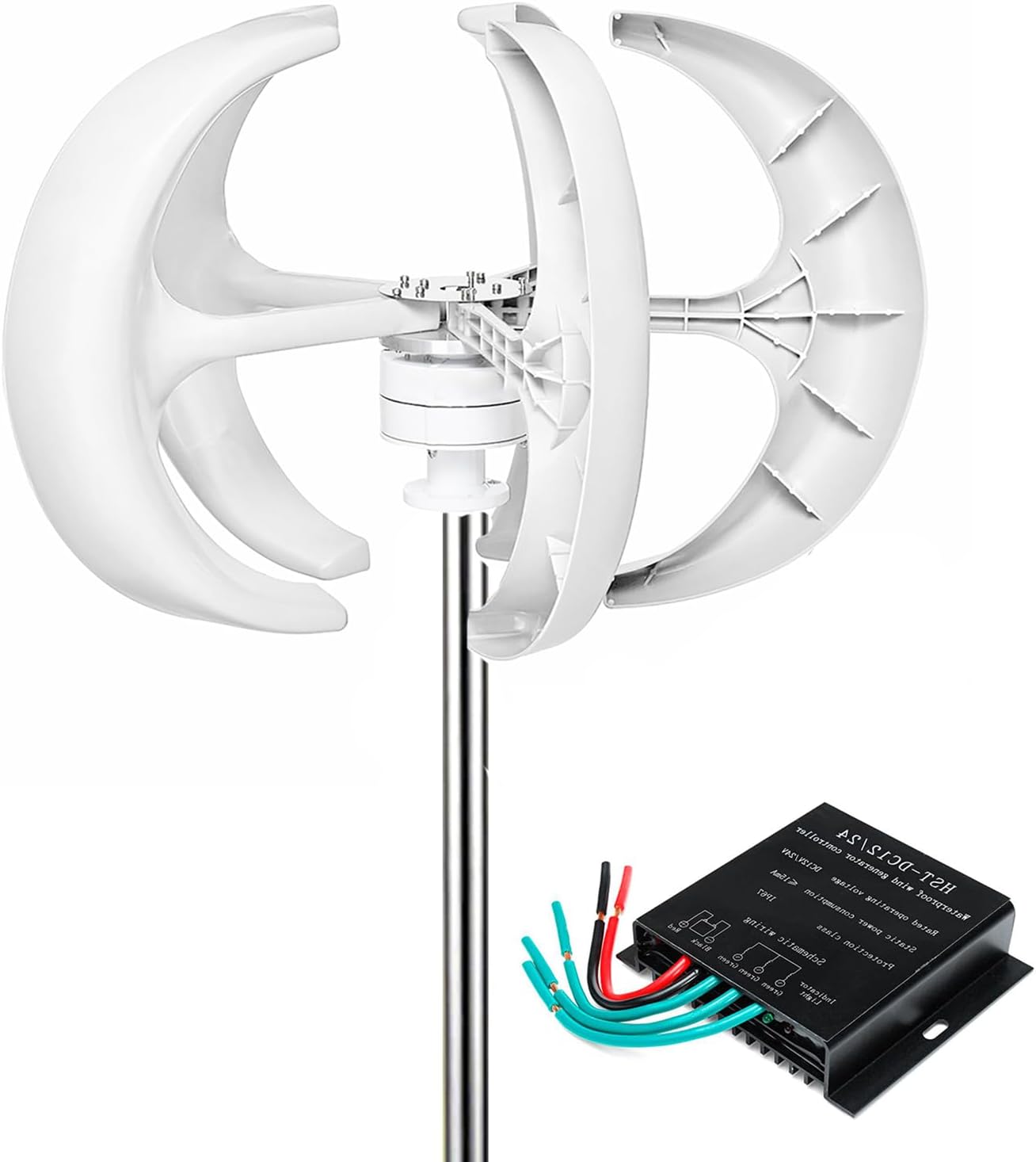 8000W 5 Blades 12V 24V 48V Vertical Axis Wind Turbine with Controller,Wind Speed of 2/S to Start, for Home Use No Noise Small Wind Turbine Generator