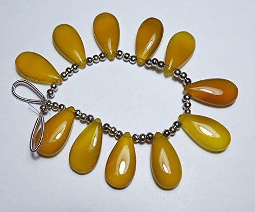 5 matched pairs, 20x10 mm long aprx.,yellow chalcedony smooth plain pear shape briolettes