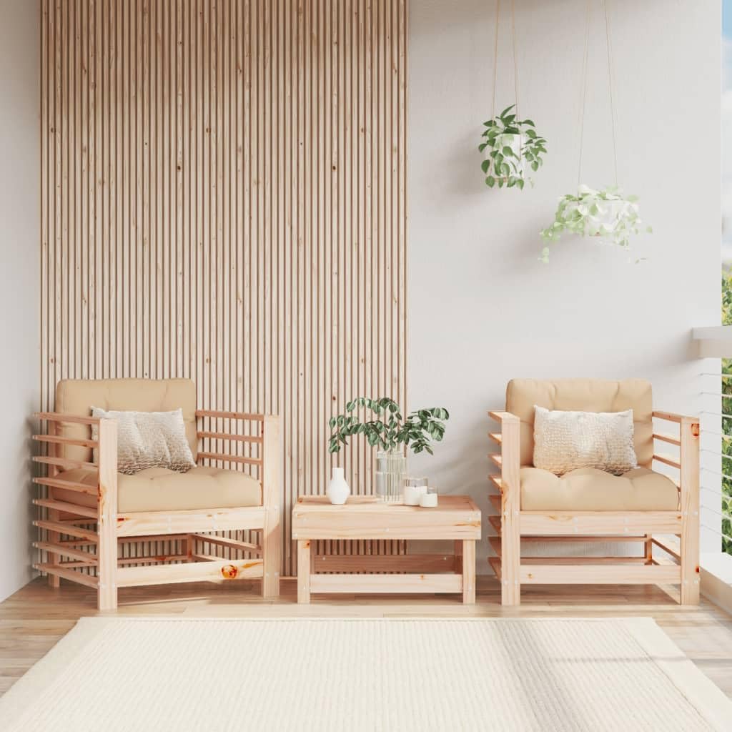Patio Chairs with Cushions 2 pcs Solid Wood Pine,Pine Wood Garden Chairs with Slat Design and Comfortable Cushions for Outdoor Relaxation Outdoor Furniture Sets, Sectional Sofa Units