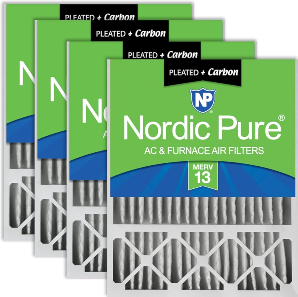 Nordic Pure 20x25x5 (19_7/8 x 24_7/8 x 4_3/8) Honeywell Replacement Air Filters MERV 13 Plus Carbon 4 Pack