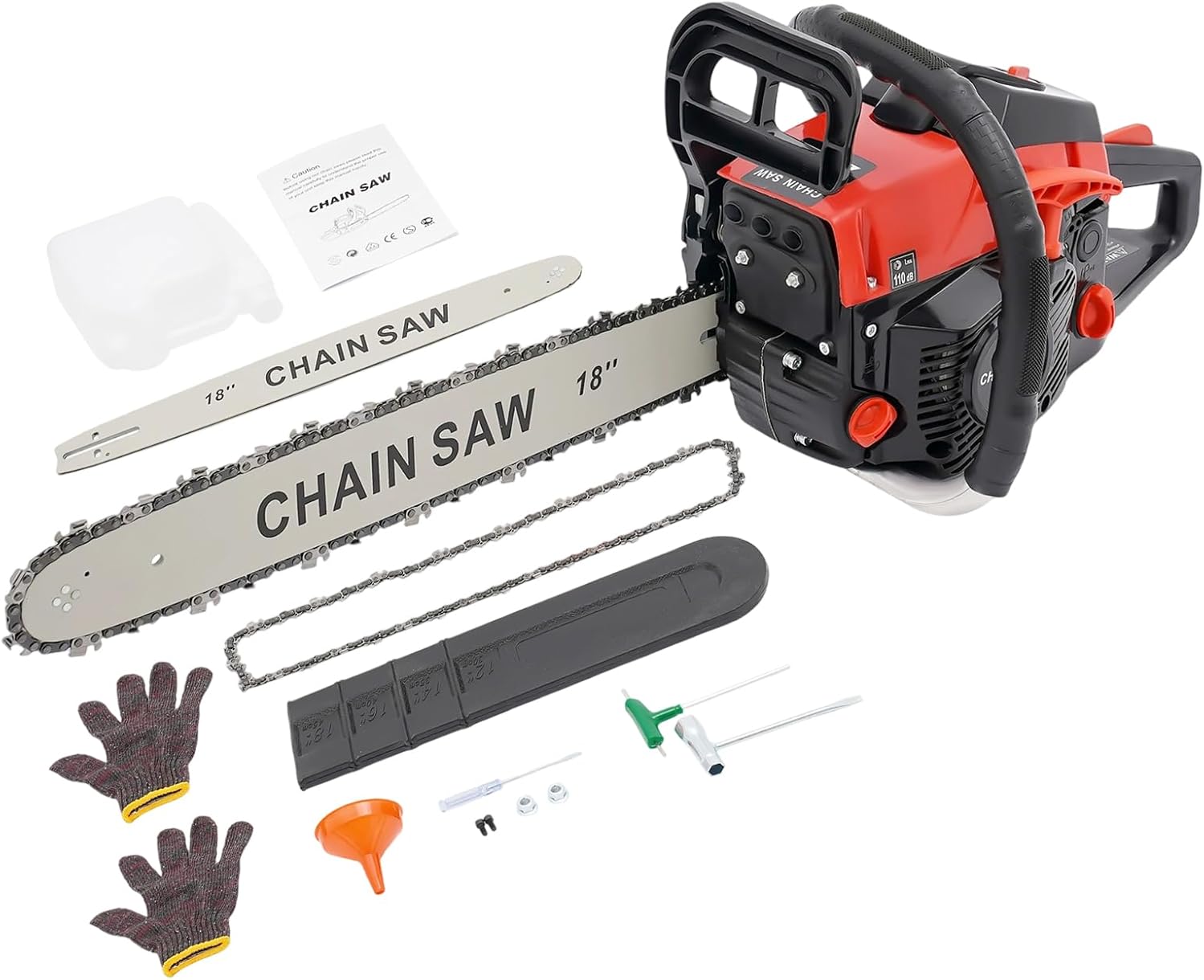 18 Inch Gas Chainsaw 58CC Gasoline Powered Chain Saw 2-Stroke Handheld Cordless Petrol Chainsaws with 18.93Oz Tank for Cutting Wood Outdoor Home Farm Garden Use