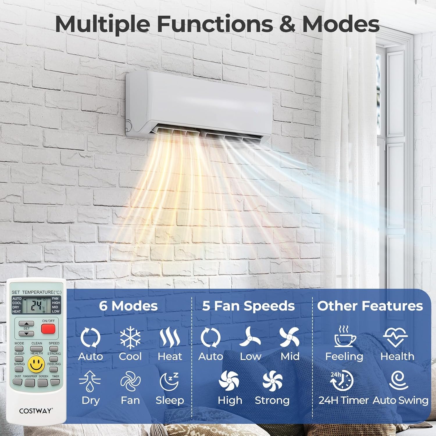 SIMOE 30K Dual 2 Zone 9,000 + 12,000 BTU Mini Split Air Conditioner Heat Pump, Heat Lower as -13°F, 23 SEER2, 208-230V, Wifi Enabled Multi Zone Ductless Pre-Charged Mini Split AC Work with Alexa
