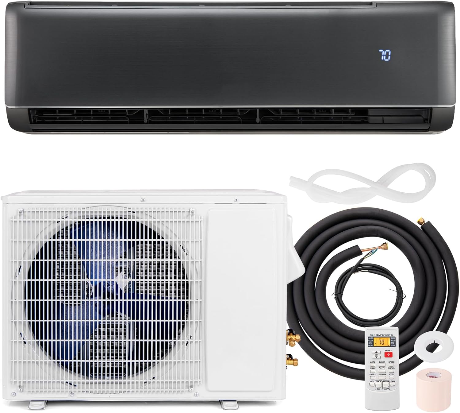 RELAX4LIFE Mini Split Air Conditioner - 24000 BTU 21 SEER2 208-230V Inverter AC Heating & Cooling System w/Heat Pump, Remote, Work with Alexa, Cool up to 1500 Sq.Ft, Pre-Charged Ductless Split AC Unit