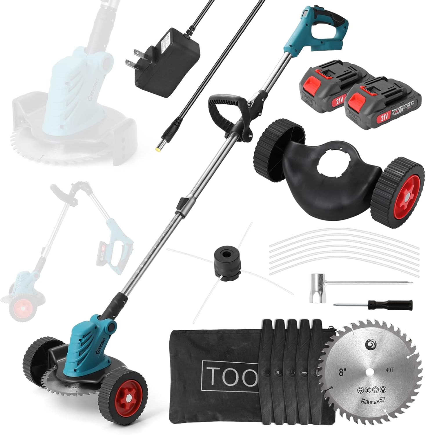 Household 21V Electric Lawn Mower Portable Cordless Grass Trimmer Home Garden Folding Trimming Pruning Hine