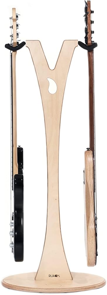 Ruach GS-2 Dual Bass, Acoustic and Electric Wooden Guitar Stand - Birch