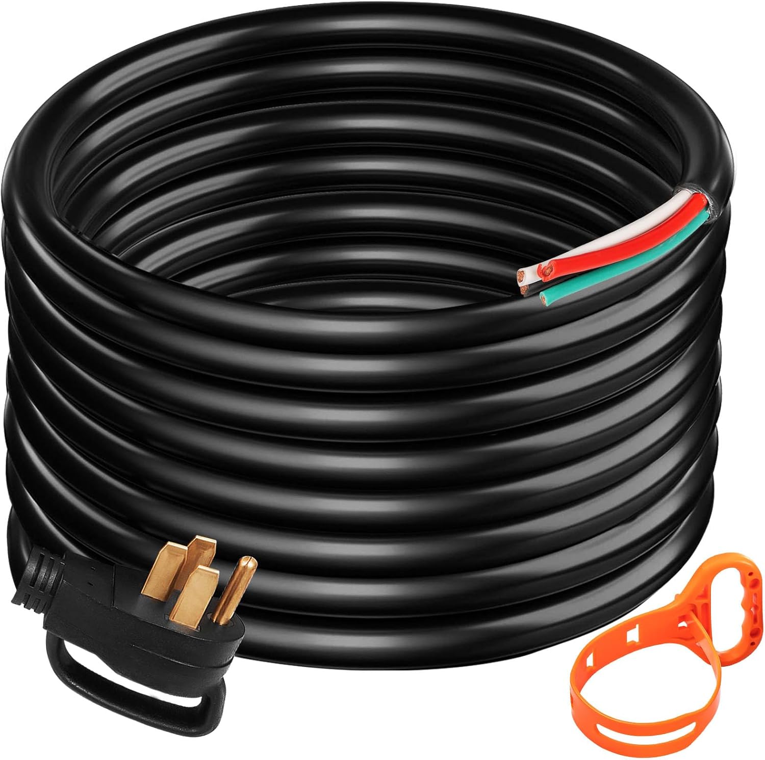 Happybuy 40' 50A RV Power Cord, 6/3 + 8/1 AWG Generator Cord, NEMA 14-50P to Bare Wire