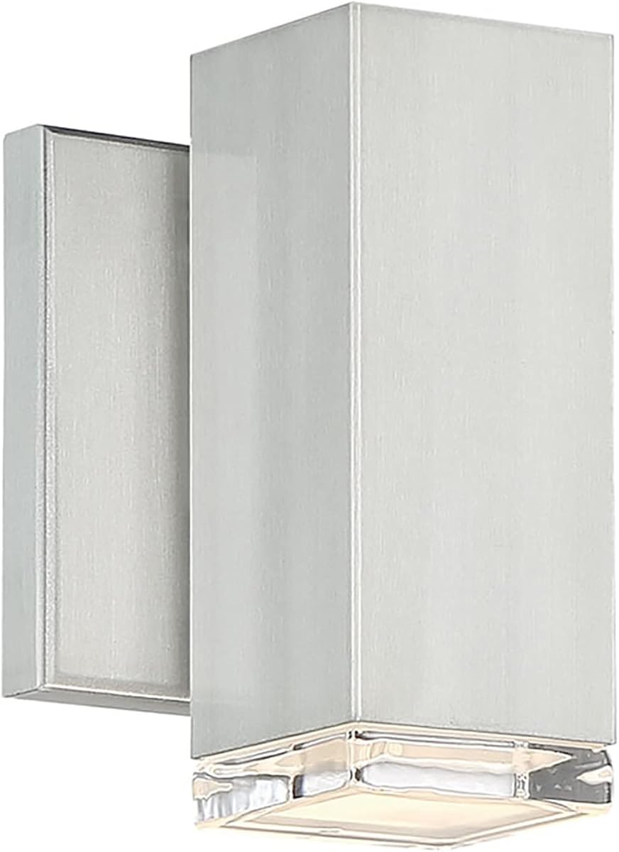 WAC Lighting dweLED, Block 1 Light LED Indoor and Outdoor Wall Light 3000K in Brushed Aluminum